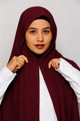 Instant Magnetic Hijab - Hijab + Cap + Magnets-Maroon