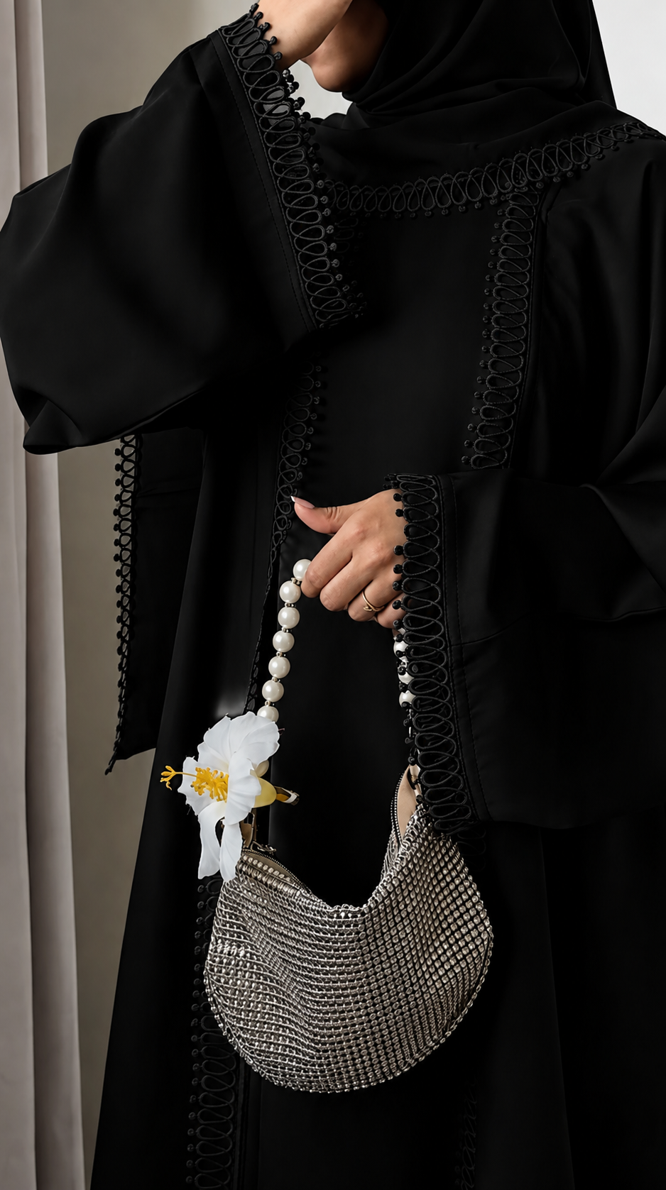 Premium Lace Abaya + Matching Stoler