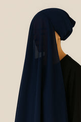 Instant Hijab with Stitched Cap - NAVY BLUE