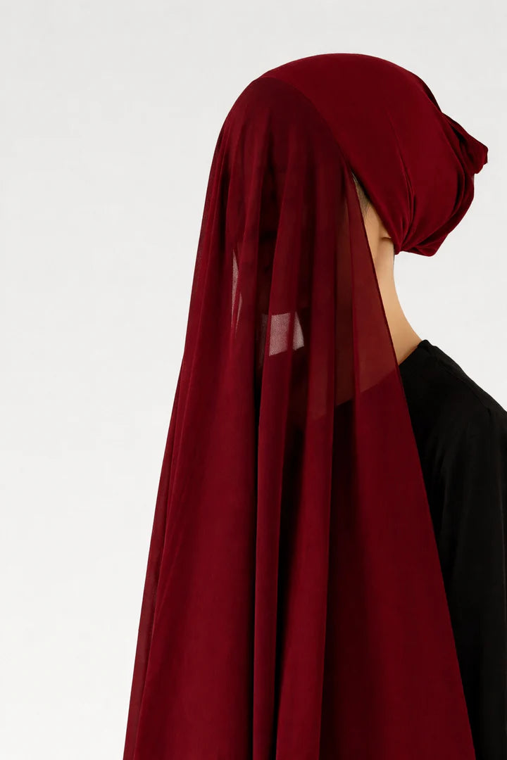 Instant Hijab with Stitched Cap - MEHROON
