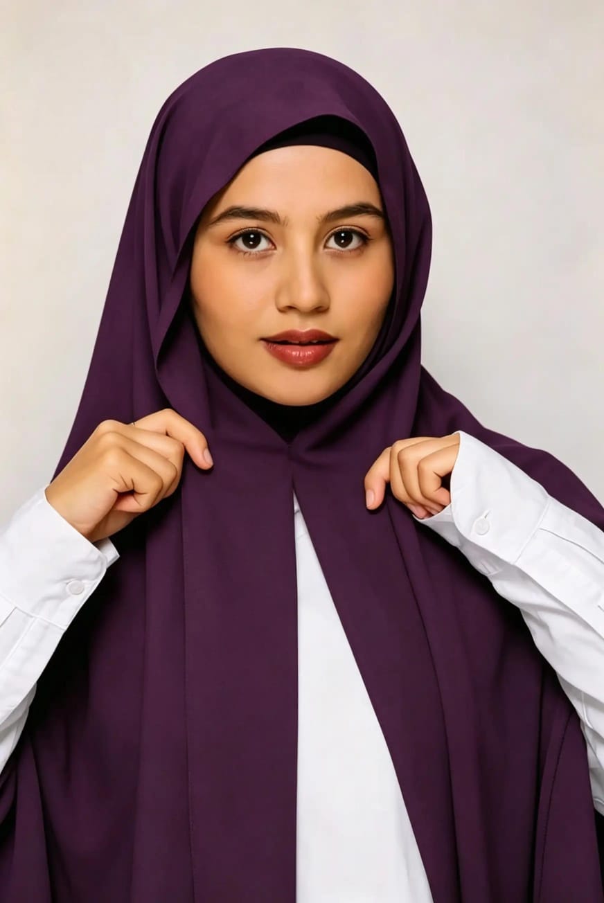 Instant Magnetic Hijab - Hijab + Cap + Magnets-Purple