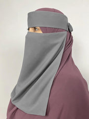 Long Saudi Niqab Black 14 inches with bukram
