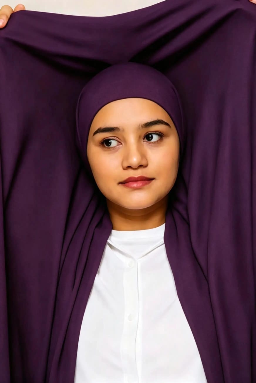 Instant Magnetic Hijab - Hijab + Cap + Magnets-Purple