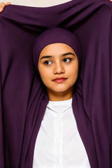 Instant Magnetic Hijab - Hijab + Cap + Magnets-Purple