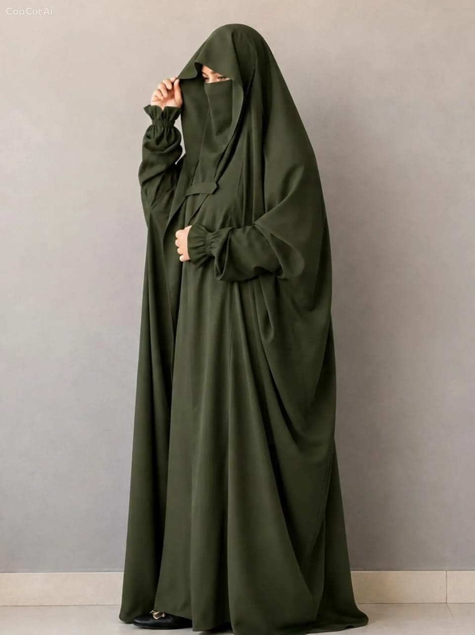 Saudi Jilbab - Olive Green Color