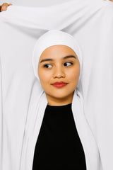 Instant Magnetic Hijab - Hijab + Cap + Magnets-White