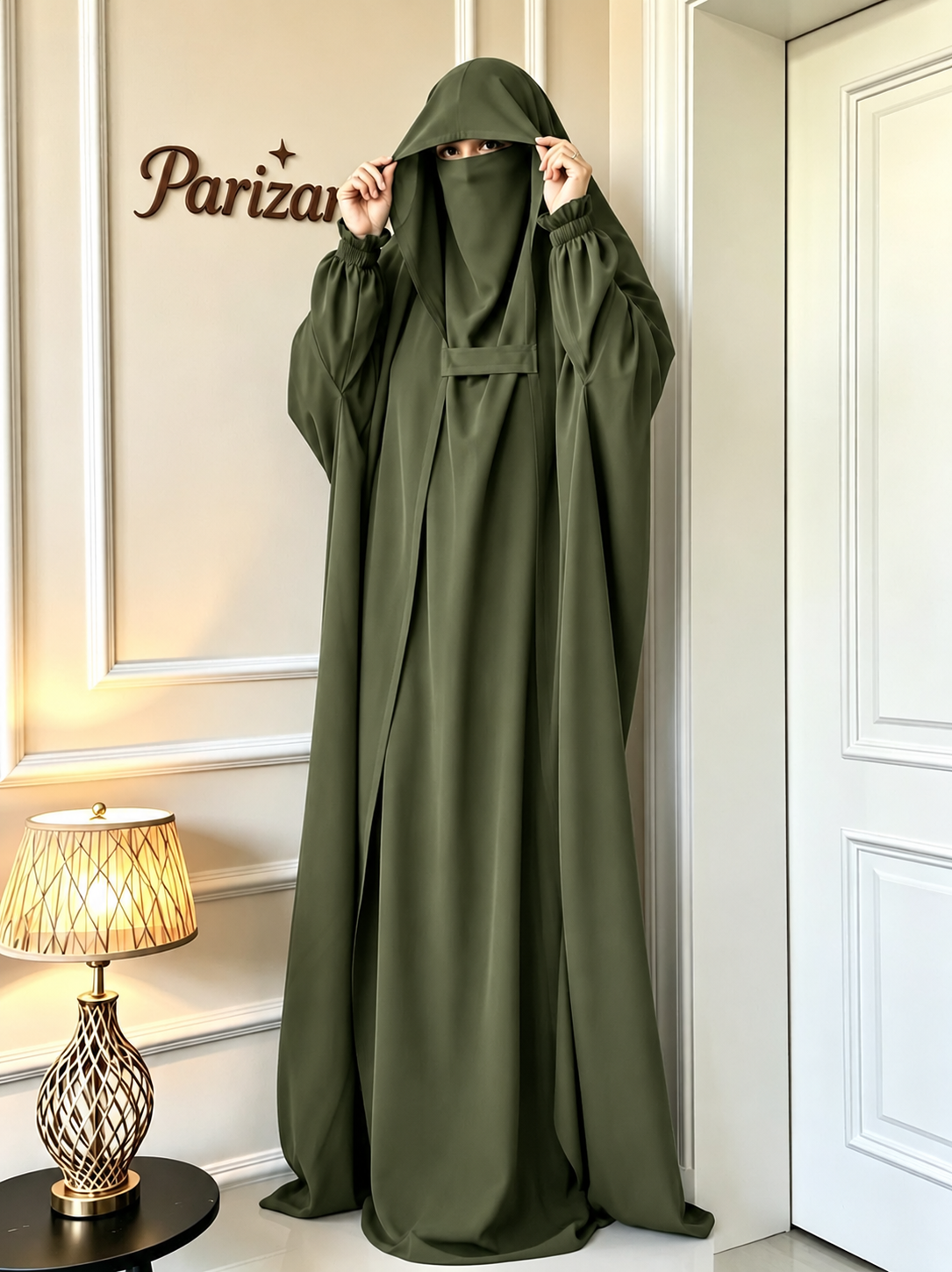 Saudi Jilbab - Olive Green Color
