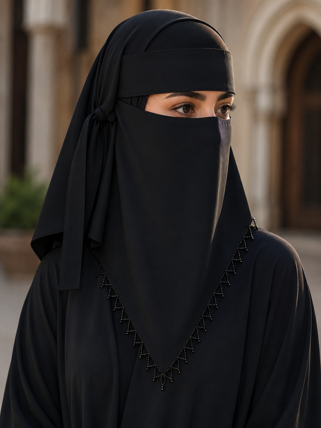 Black Pearl V Shape Saudi niqab